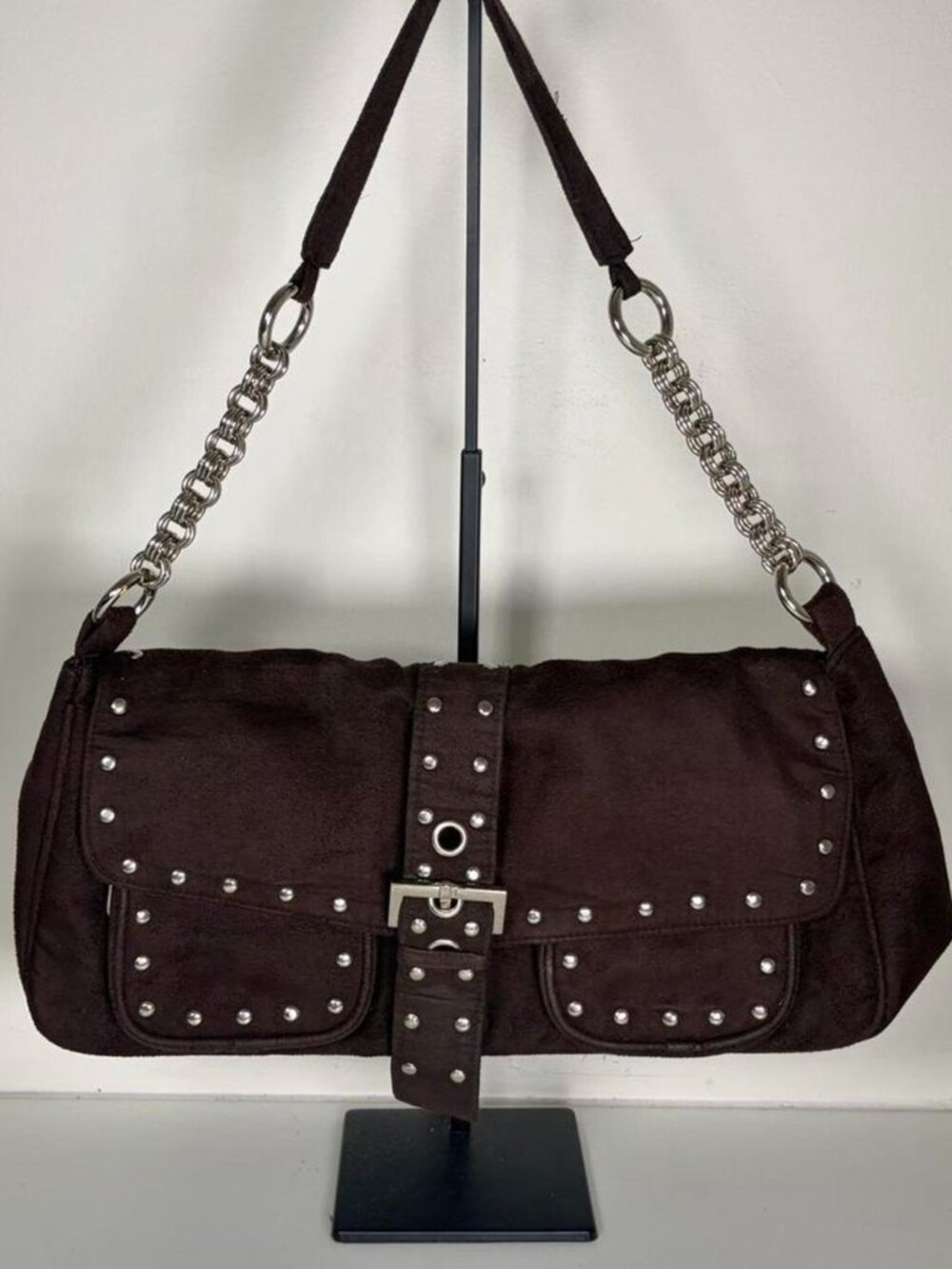 2000s Brown Chain Link Shoulder Bag